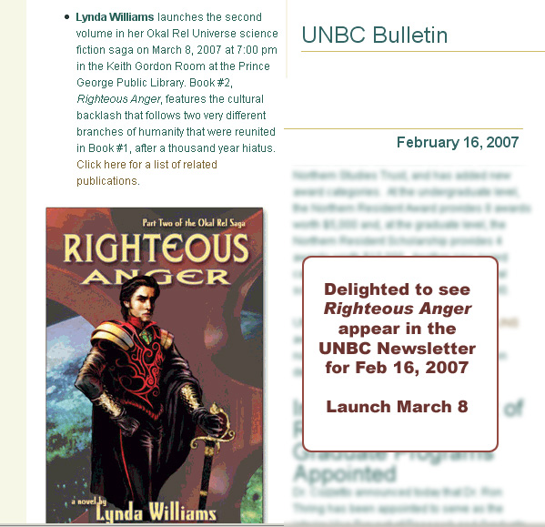 Righteous Anger appears in UNBC Newsletter