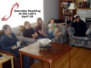 Saturday reading with the family at Lott residence home of author Lynda Williams