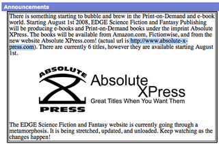 Second ORU line coming out from Absolute X Press an imprint of Edge Science Fiction and Fantasy Publishing