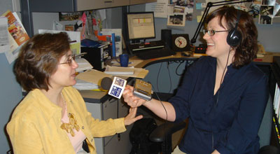 Lynda Williams doing radio interview with CBC's Allana Stuart in Nov 2007