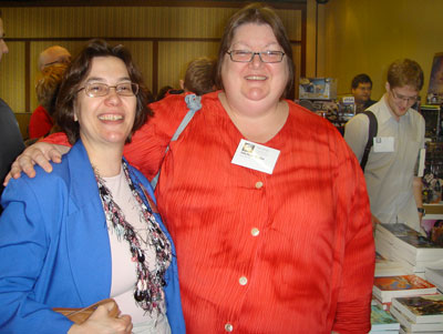 Michele Dube at VCON 2007 in Vancouver with author Lynda Williams