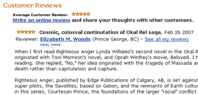 Review of Righteous Anger by Elizabeth Woods on Amazon.ca 2007