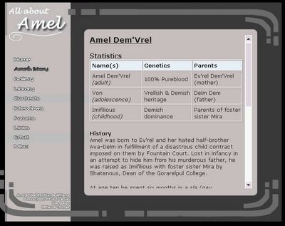 Homepage screen shot for All About Amel website by Brianna Thomas