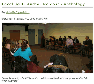 Michelle Cyr-Whiting article on launch for the 2nd anthology Jan 29 2008