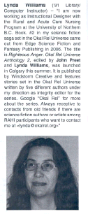 Author Lynda Williams mentioned in RAHI newsletter